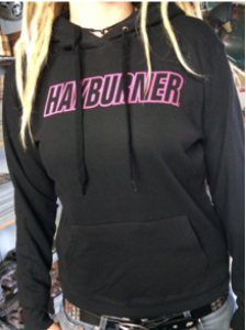 Hayburner Girls Hoodie schwarz mit pinken Logo